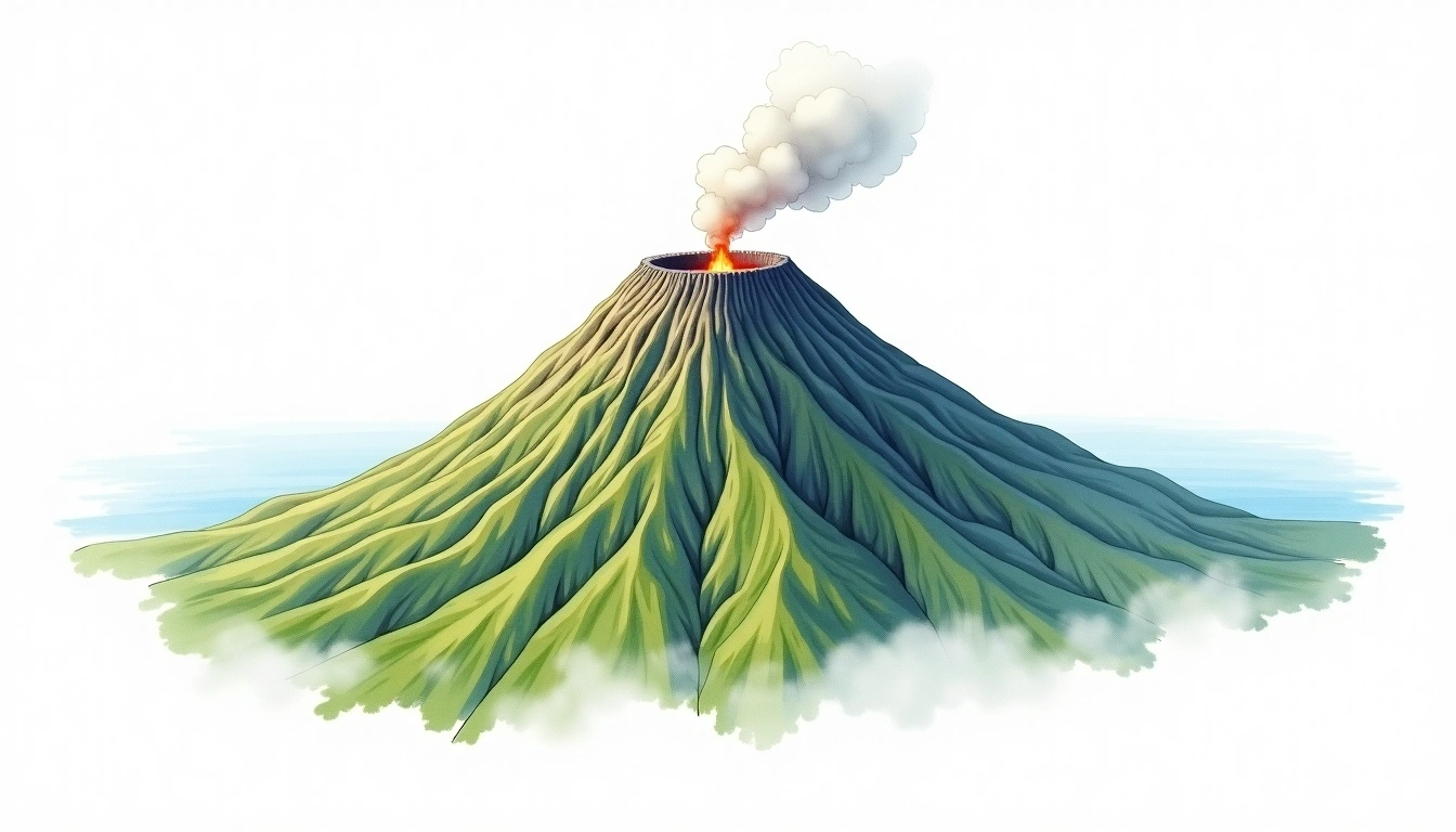 Stromboli — 924m — Italy — watercolor illustration