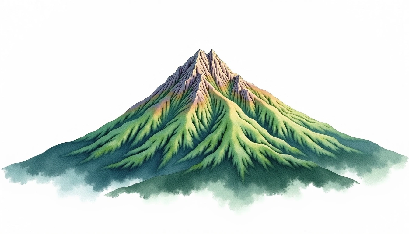 Suisho-dake — 2,986m — Japan — watercolor illustration