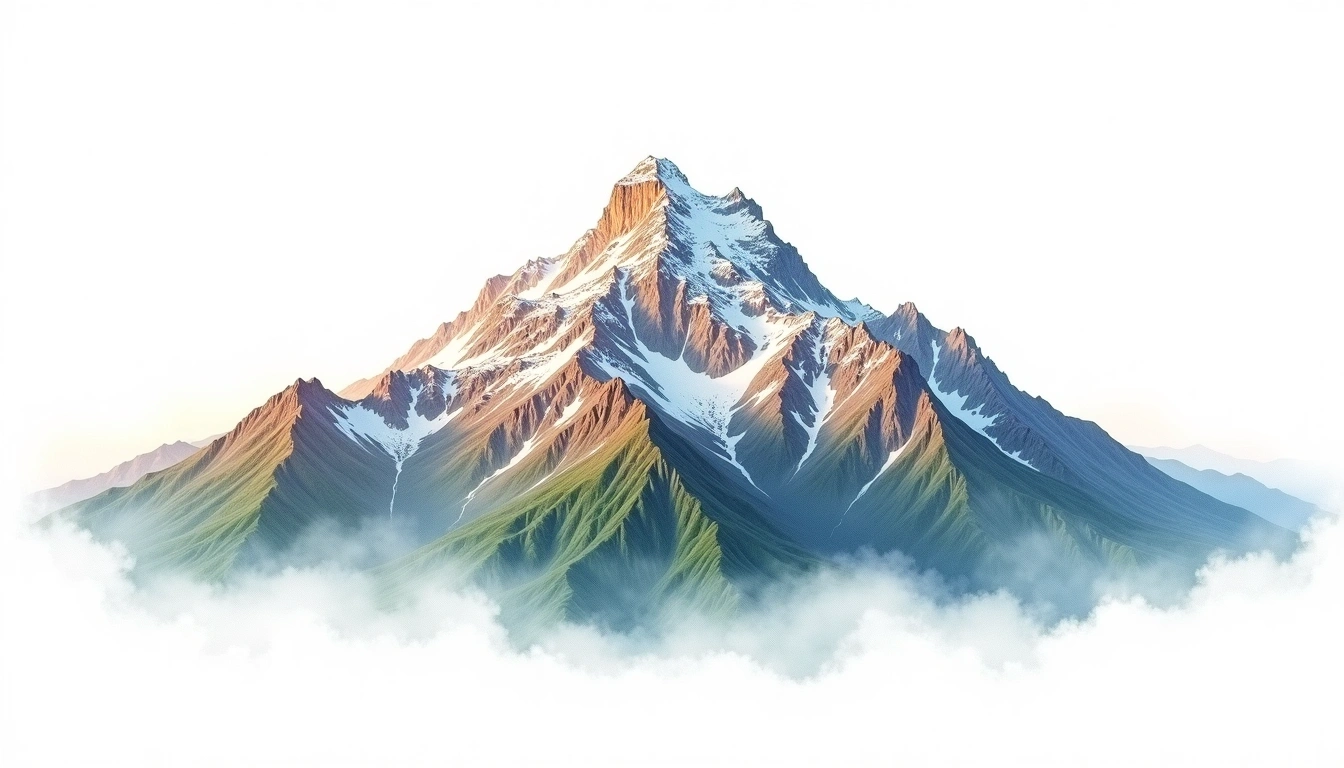 Taibai Mountain — 3,767m — China — watercolor illustration