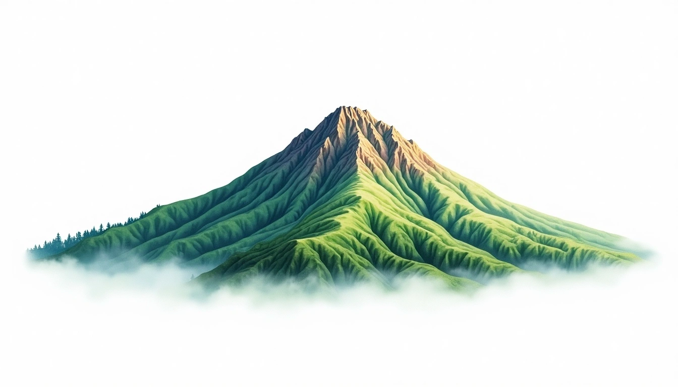 Takatsuma-yama — 2,353m — Japan — watercolor illustration