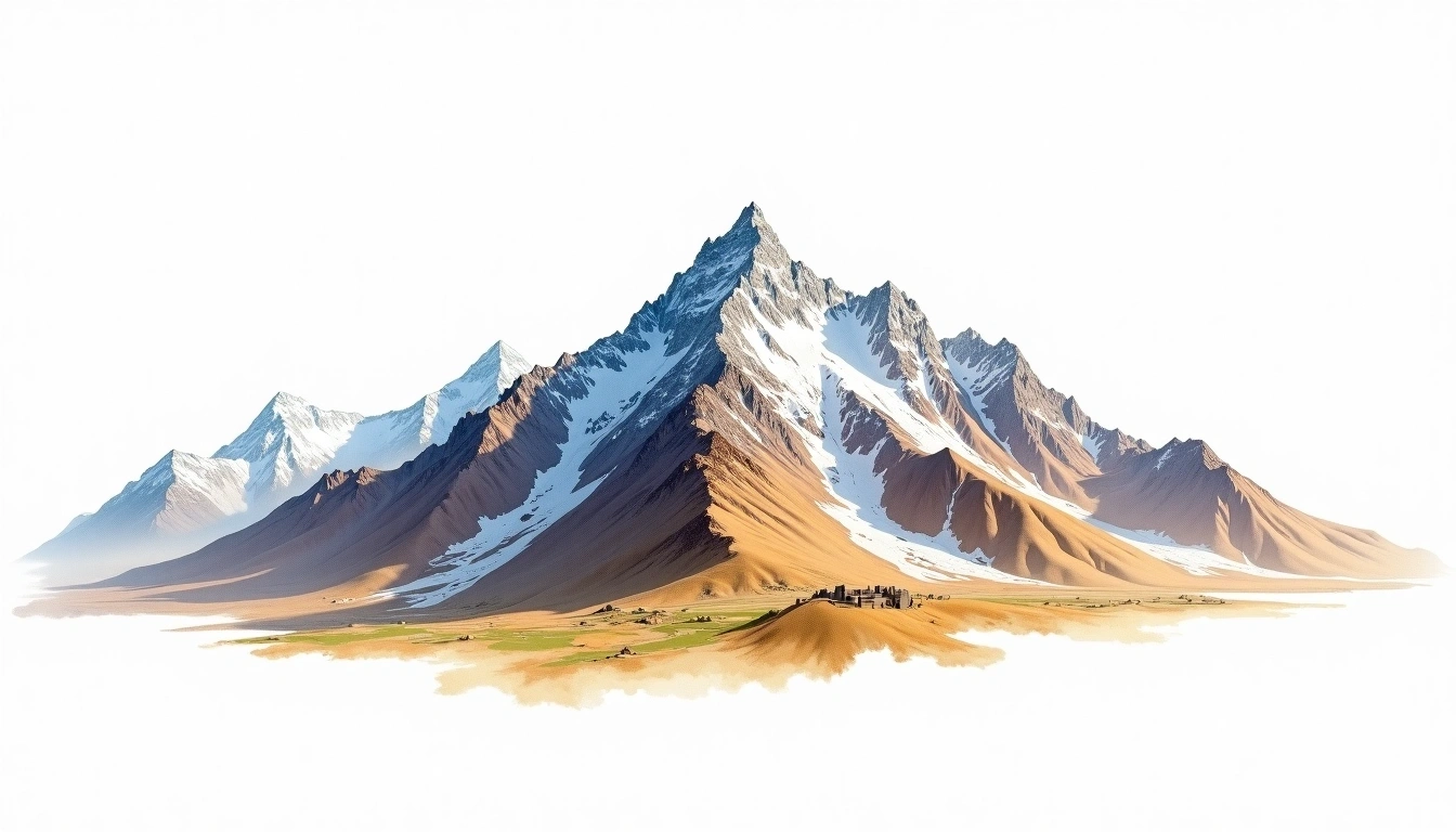 Takht-e Soleyman — 4,811m — Iran — watercolor illustration