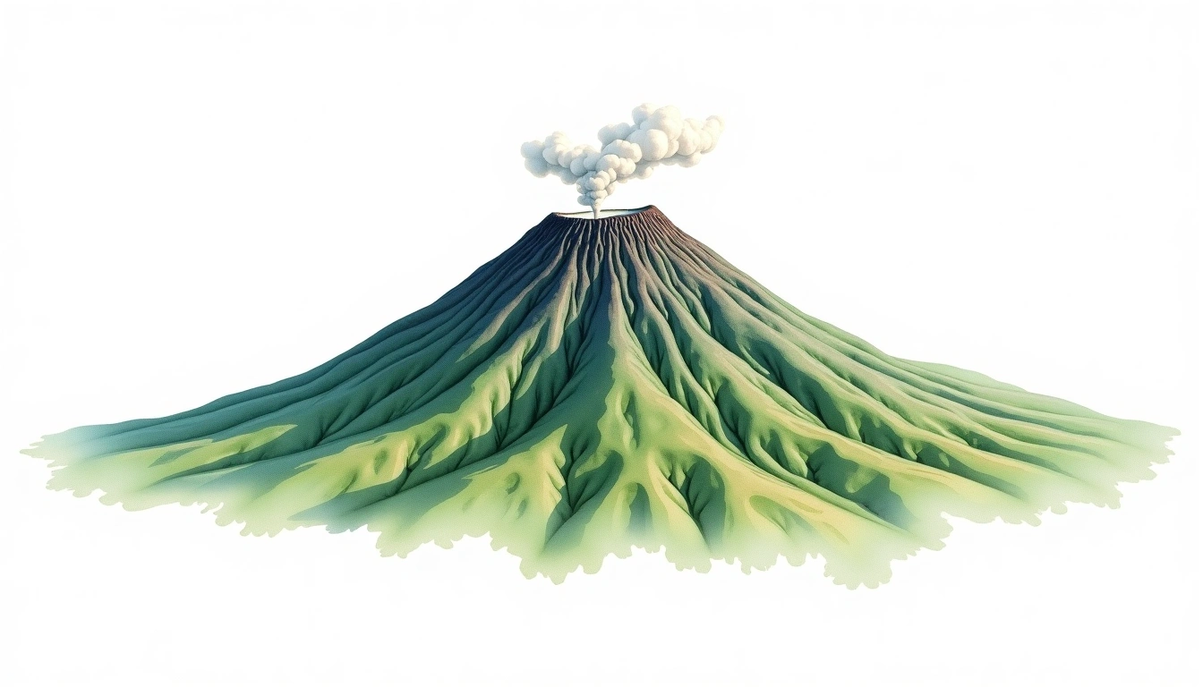 Teleki Volcano — 1,095m — Kenya — watercolor illustration