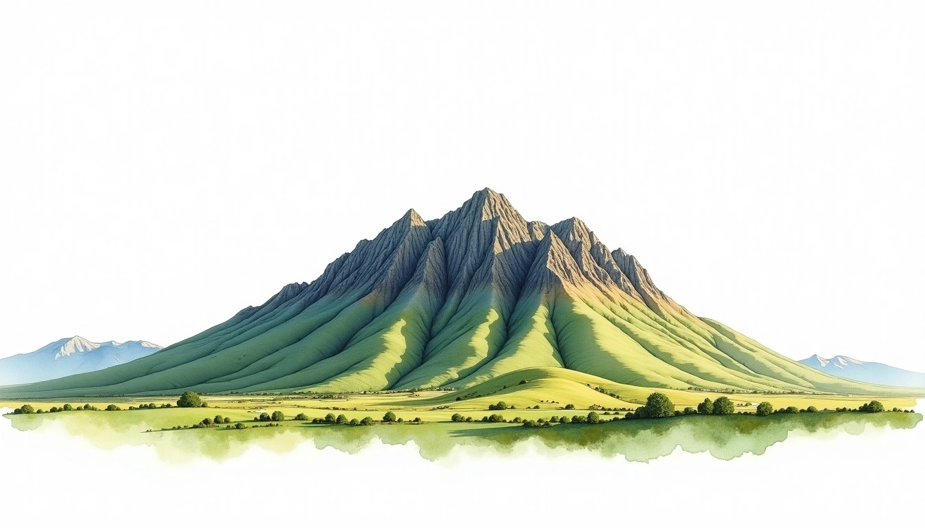 Lesotho Thaba Putsoa — 3,096m — Lesotho — watercolor illustration