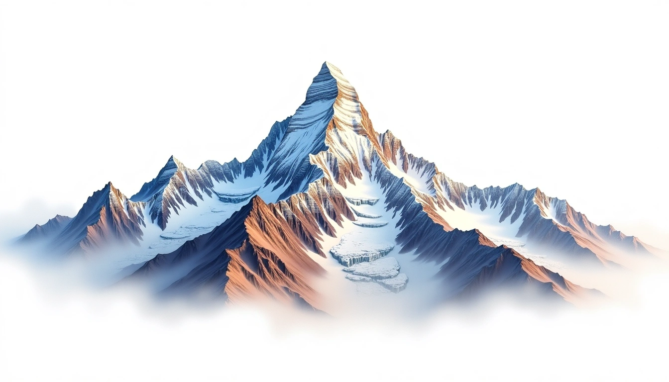 Thamserku — 6,623m — Nepal — watercolor illustration