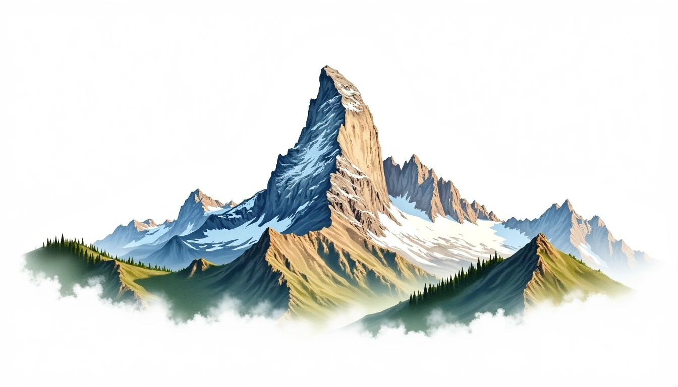 The Minarets — 2,995m — New Zealand — watercolor illustration