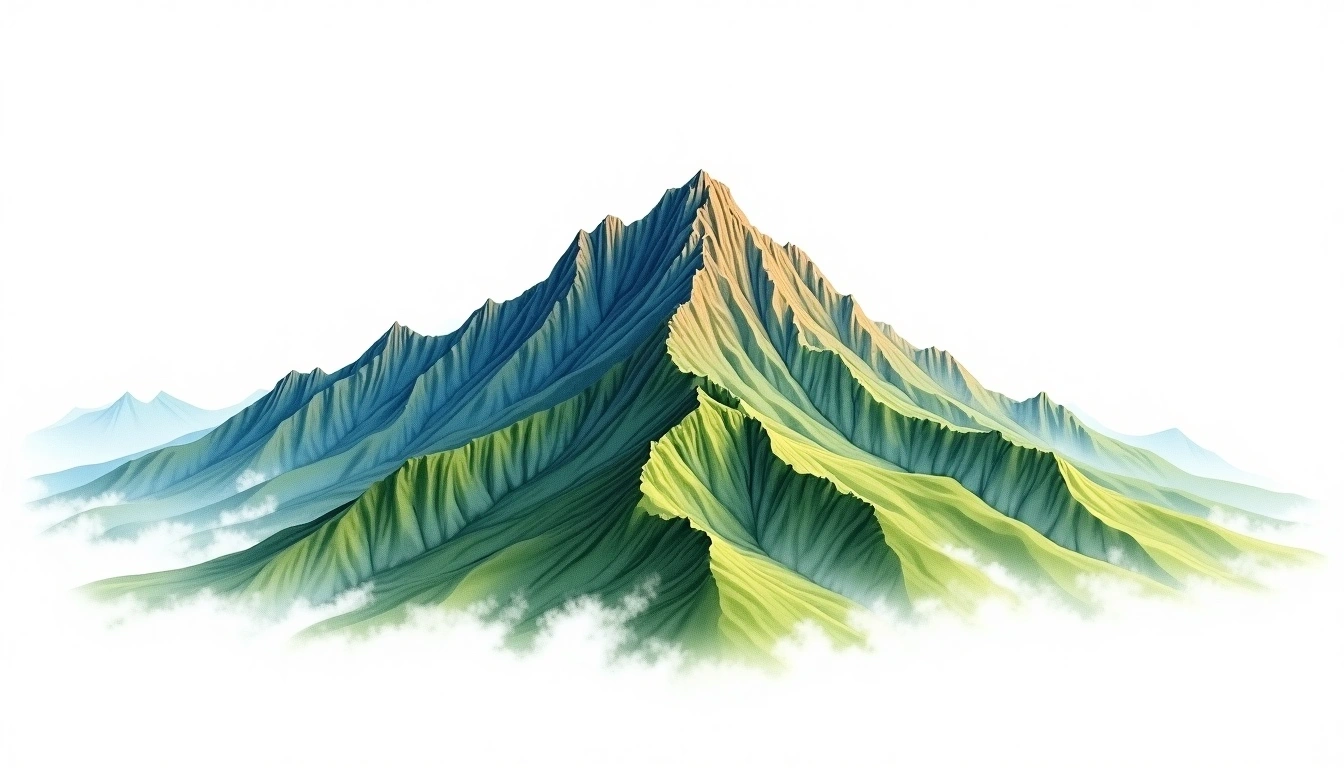 Tianzhu Shan — 1,489m — China — watercolor illustration