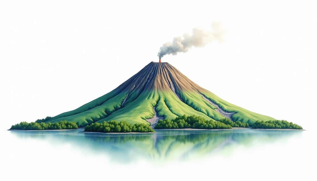 Tokachi-dake — 2,077m — Japan — watercolor illustration
