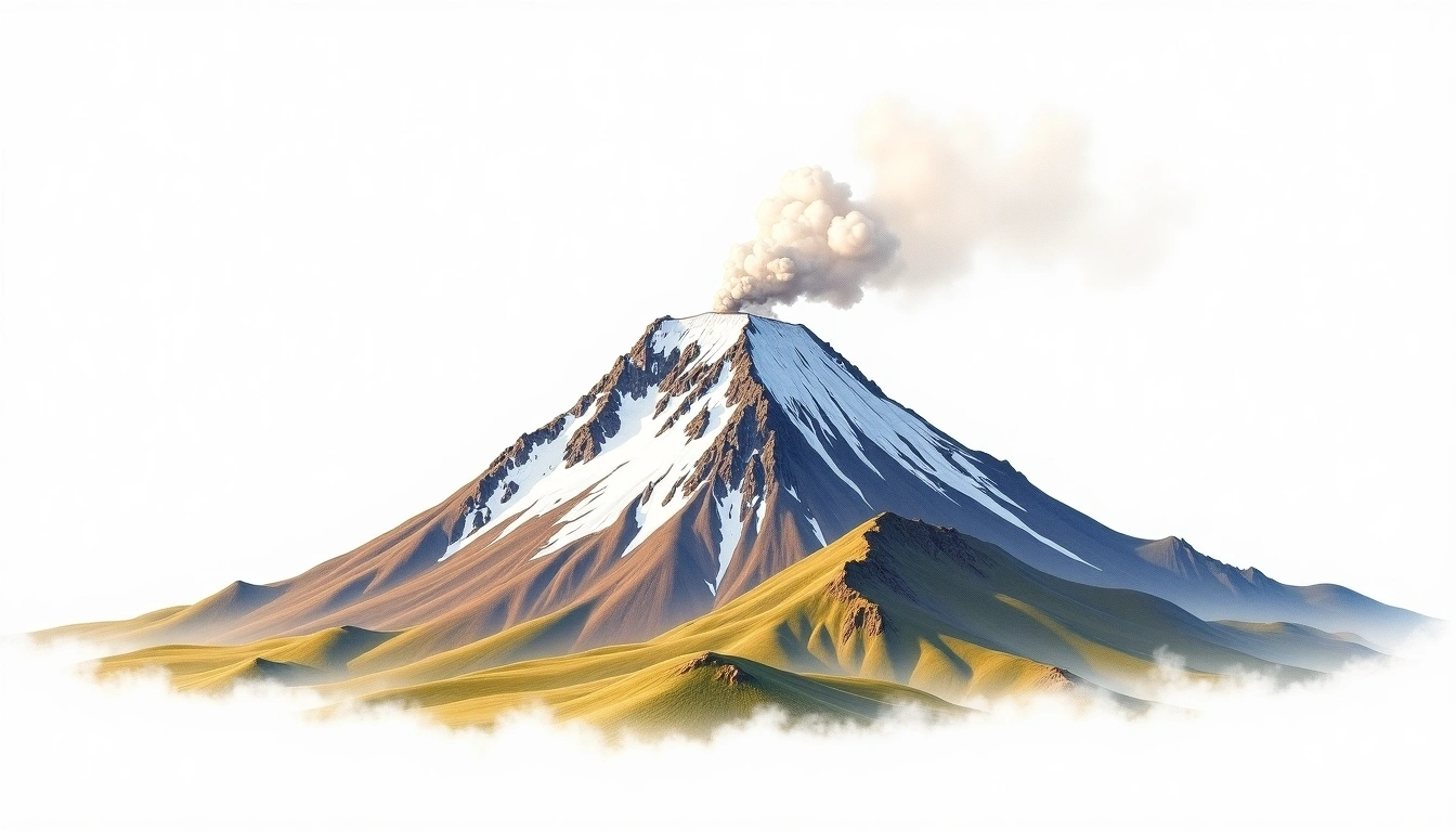 Tolbachik Volcano — 3,682m — Russia — watercolor illustration
