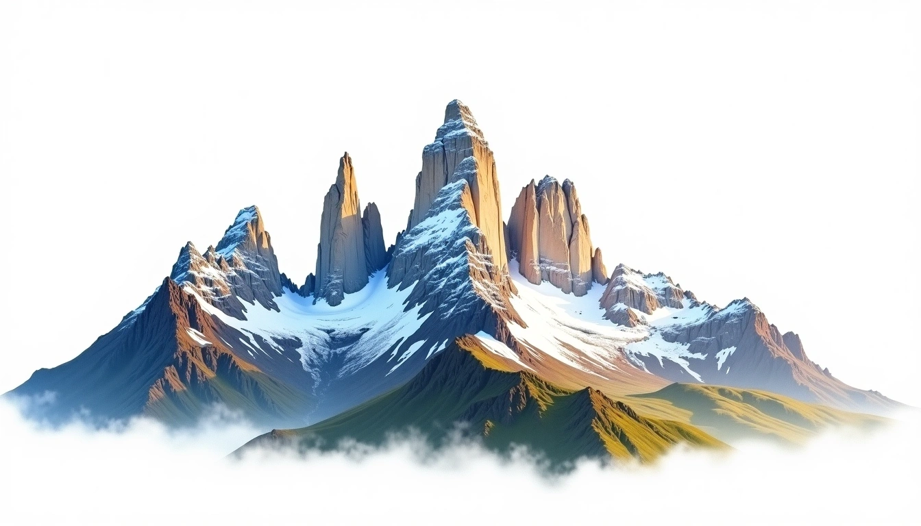 Torres del Paine — 2,884m — Chile — watercolor illustration