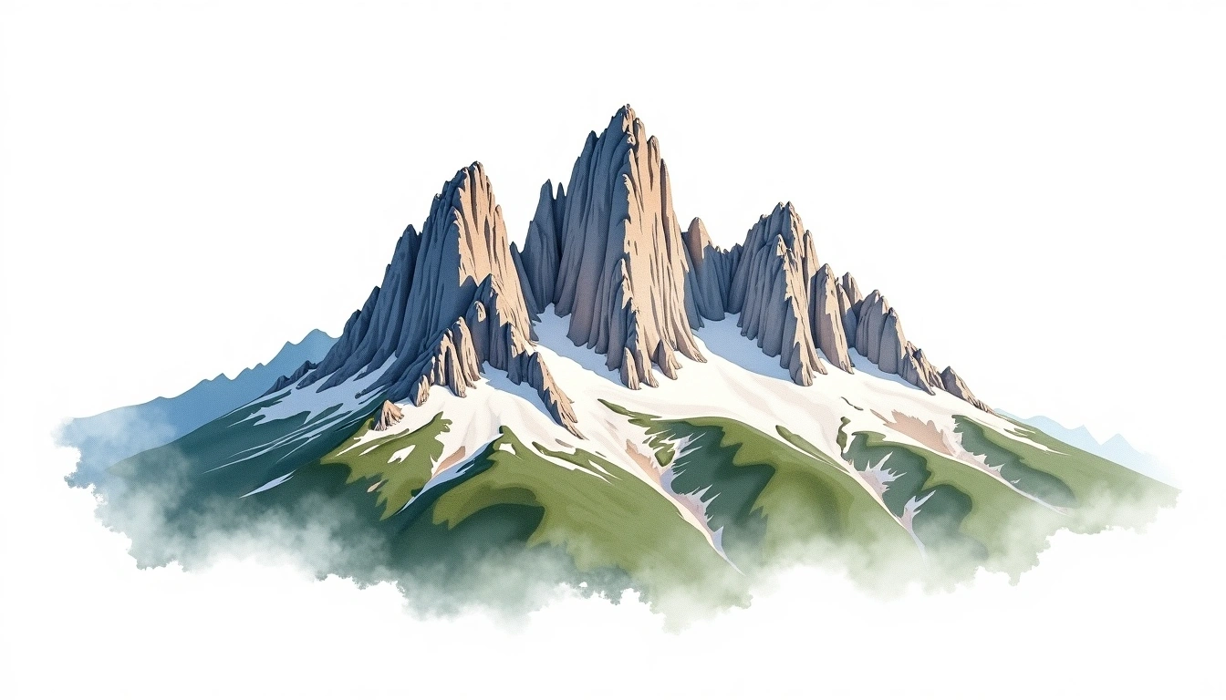 Tre Cime di Lavaredo — 2,999m — Italy — watercolor illustration