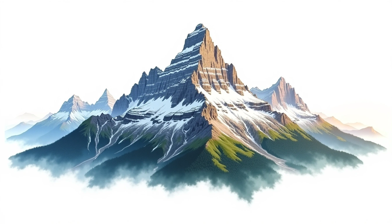 Trollveggen — 1,788m — Norway — watercolor illustration