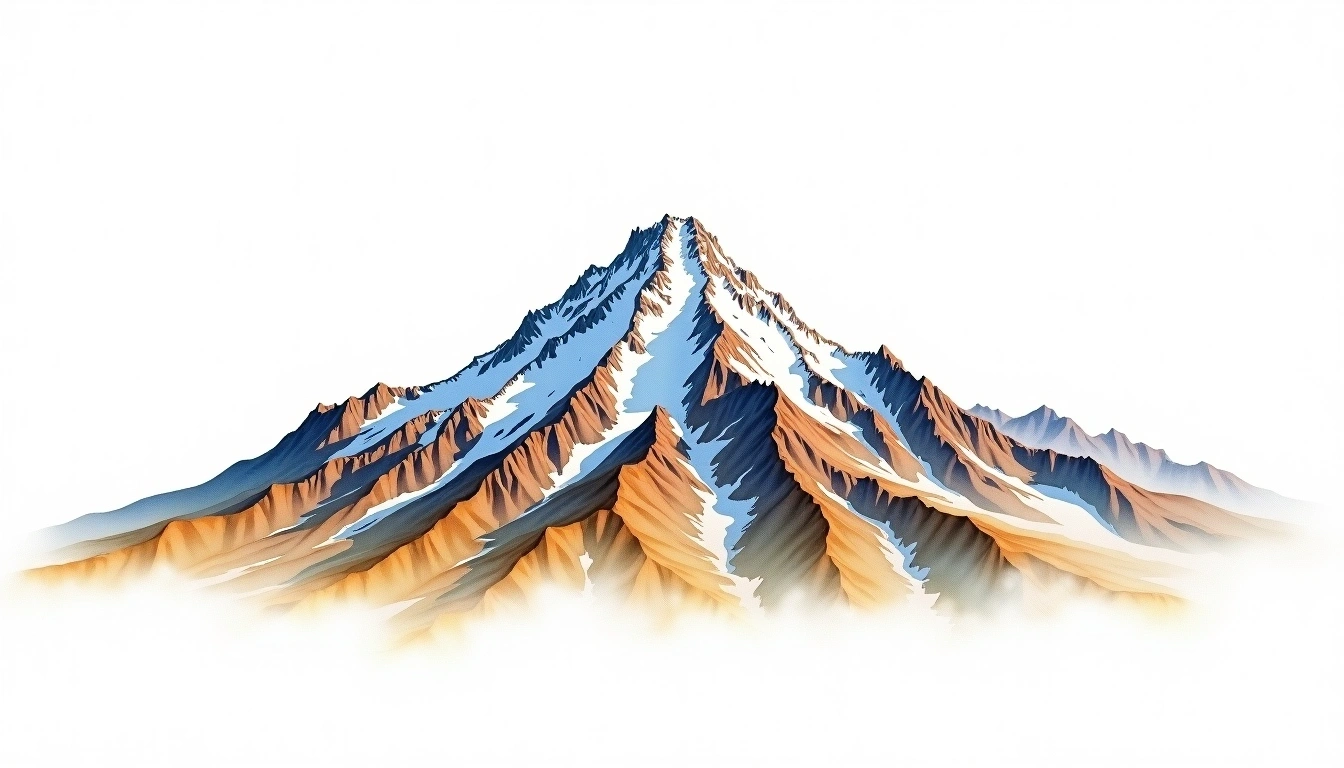 Tsambagarav — 4,193m — Mongolia — watercolor illustration