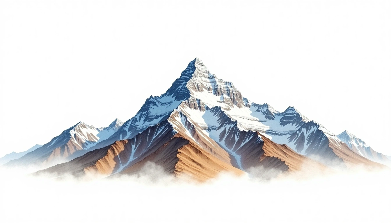 Tshering Gang — 6,793m — Bhutan — watercolor illustration