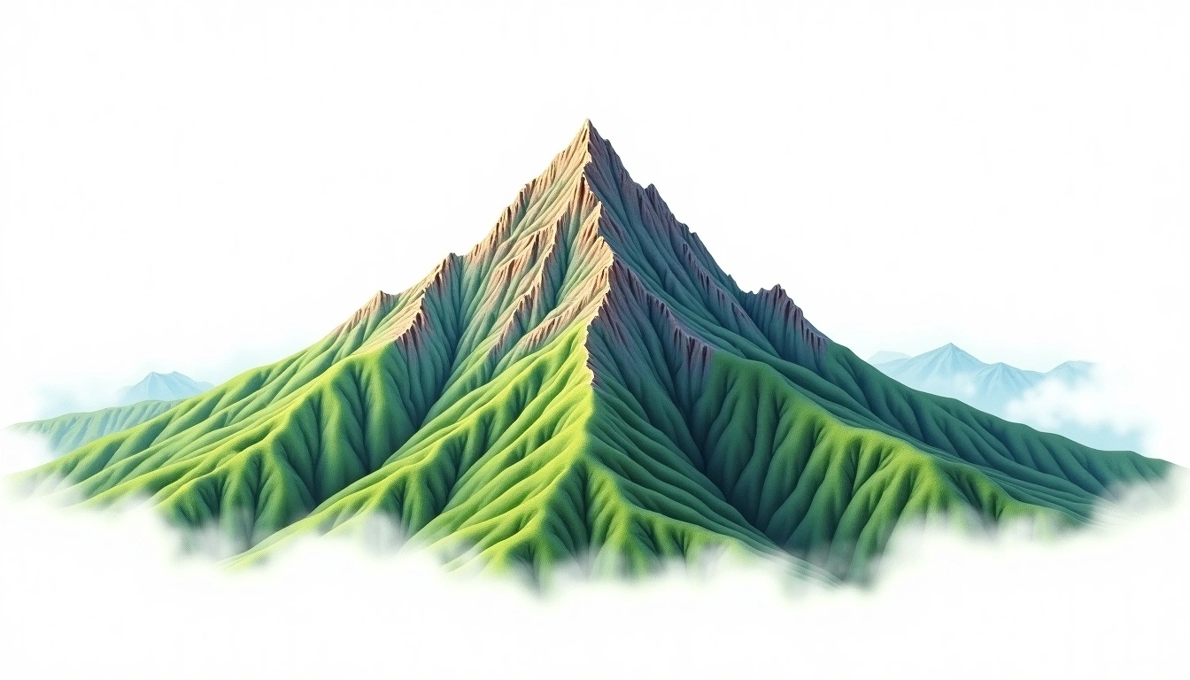 Tsurugi-san — 1,955m — Japan — watercolor illustration