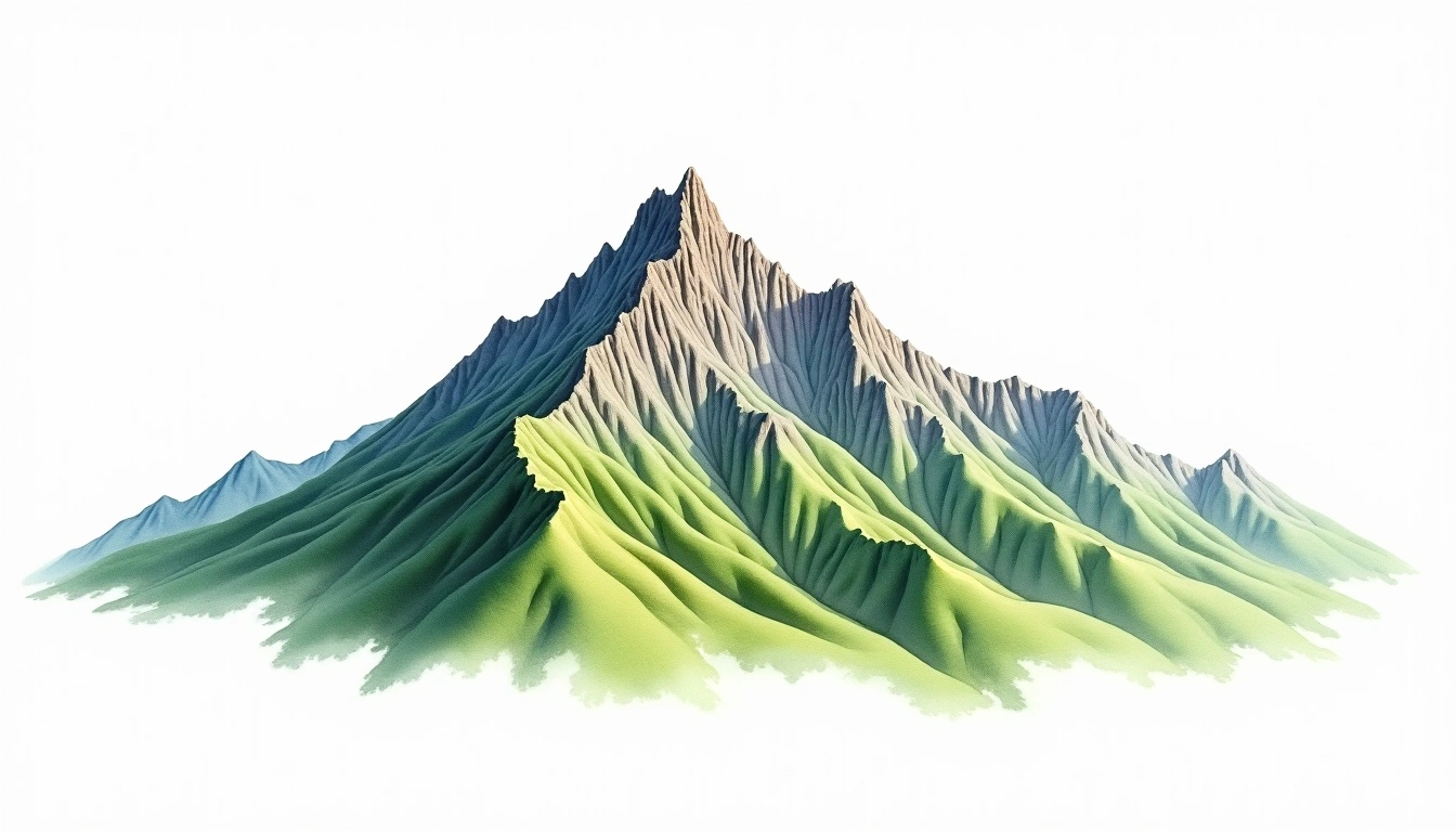 Tullu Dimtu — 4,377m — Ethiopia — watercolor illustration