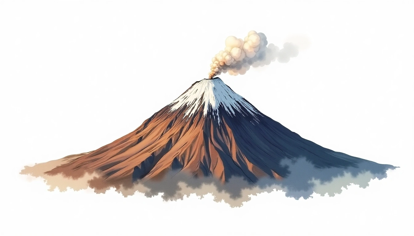 Tungurahua — 5,023m — Ecuador — watercolor illustration