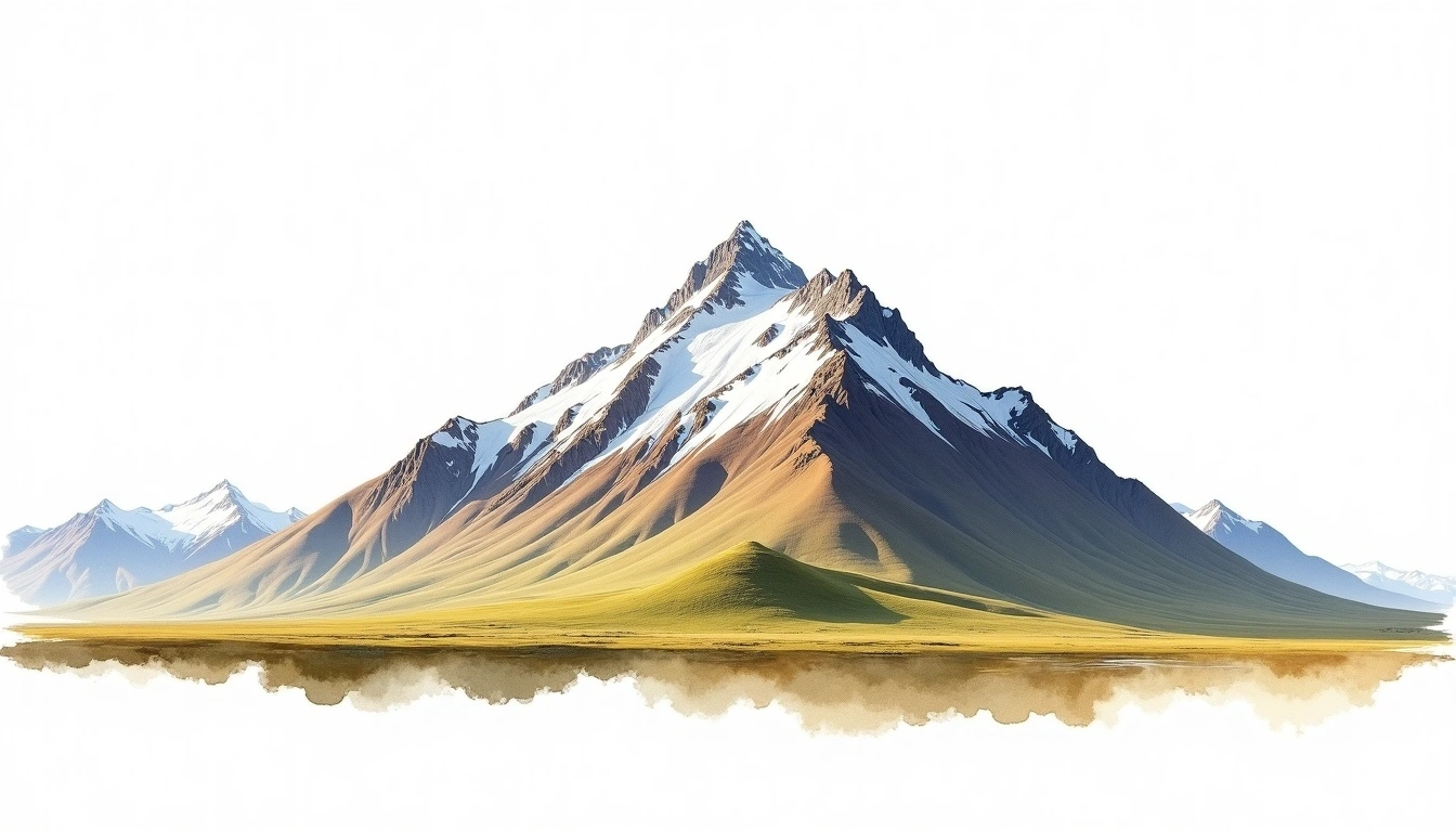 Turgen Uul — 3,965m — Mongolia — watercolor illustration