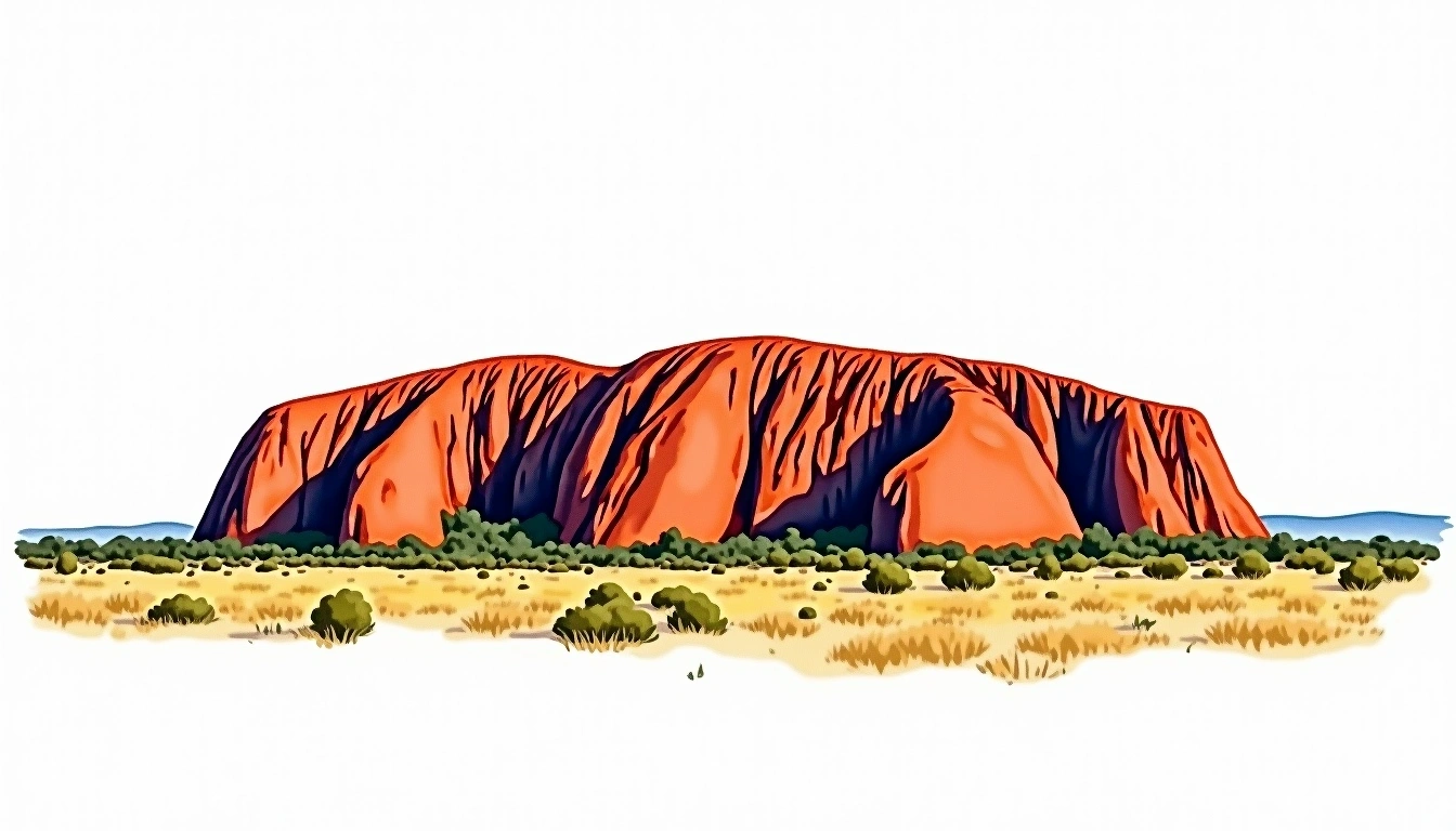 Uluru — 863m — Australia — watercolor illustration