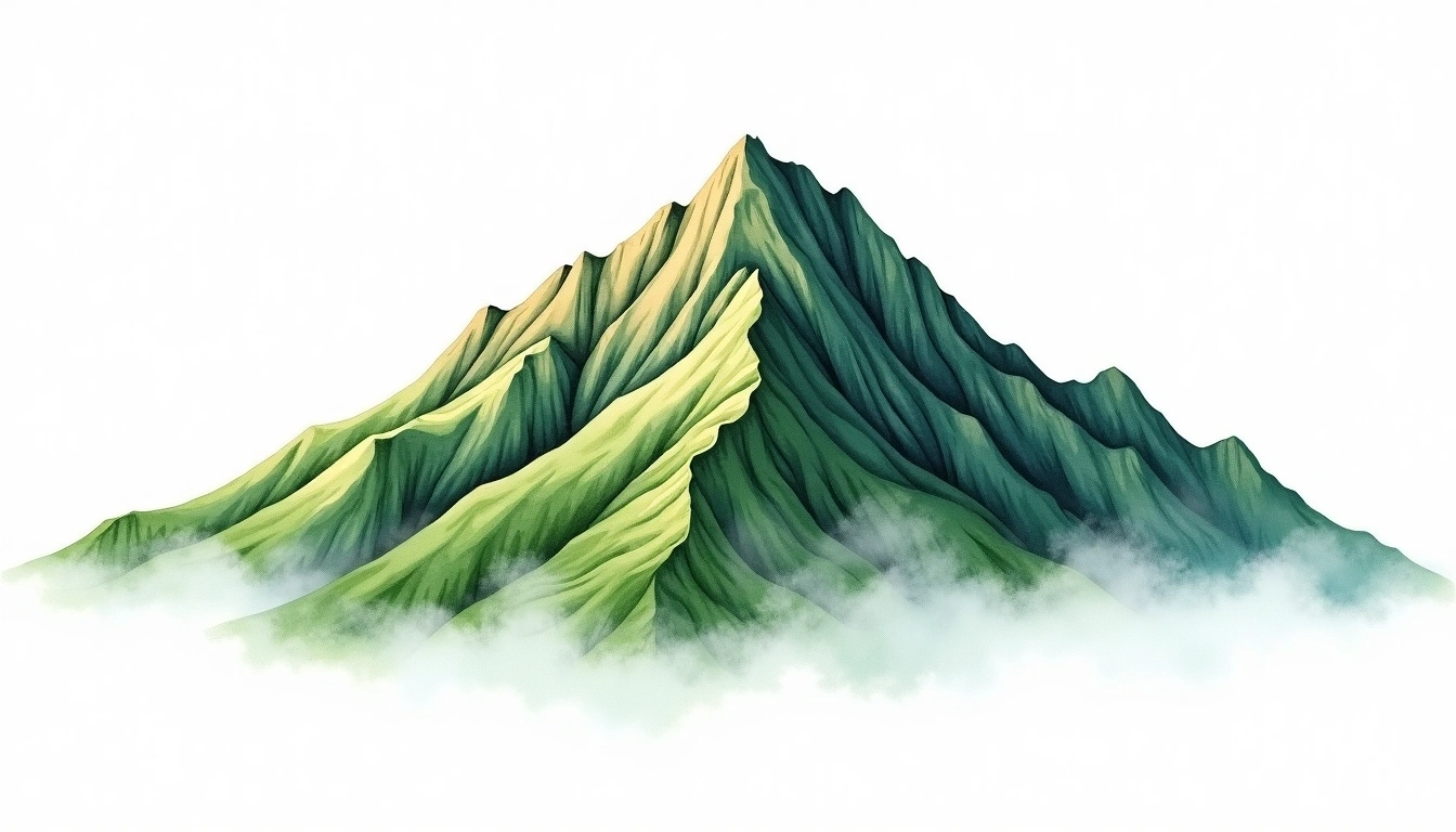 Unaksan — 936m — South Korea — watercolor illustration
