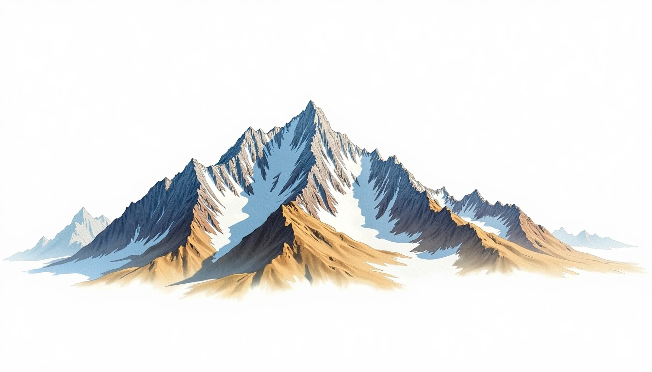 Ushba South — 4,690m — Georgia — watercolor illustration