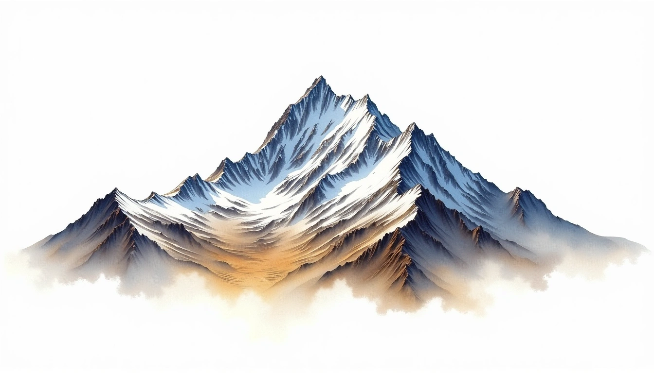 Vincentpyramide — 4,215m — Italy — watercolor illustration