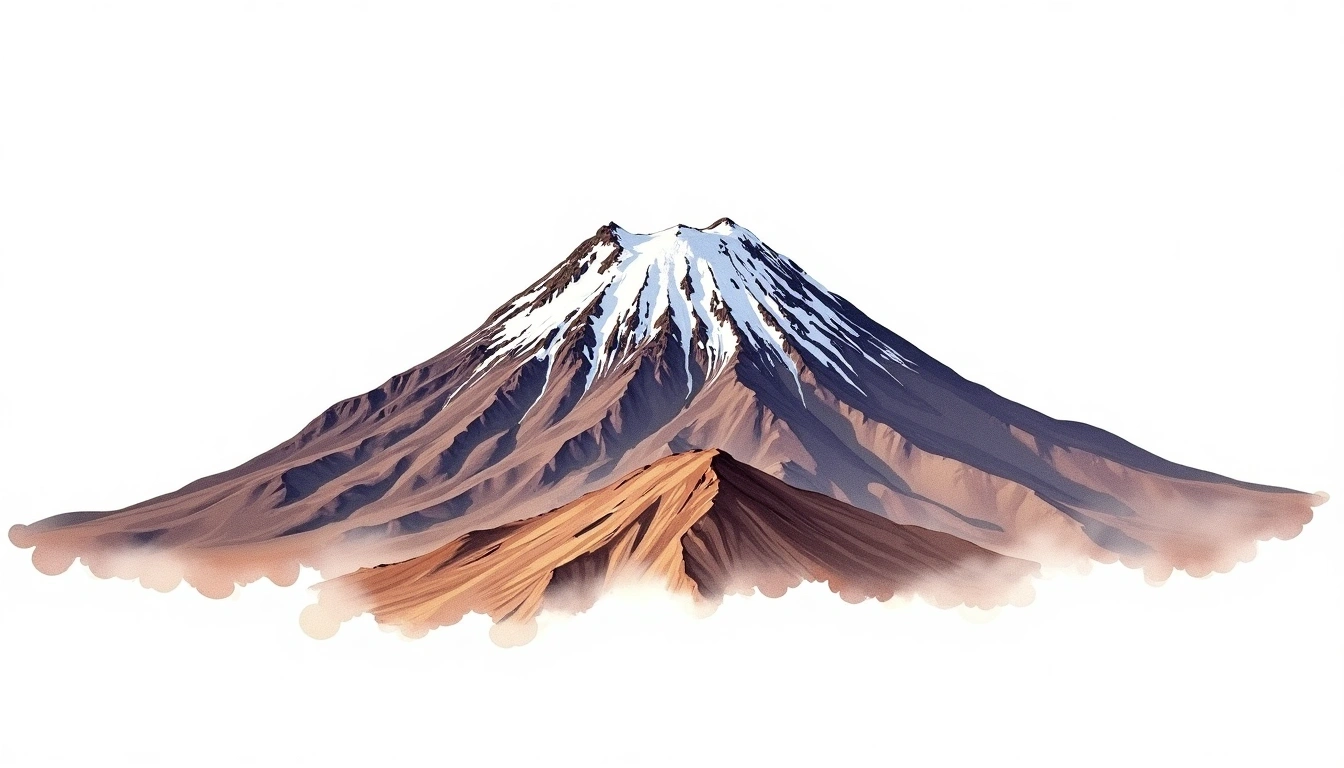 Volcan Cotopaxi — 5,897m — Ecuador — watercolor illustration