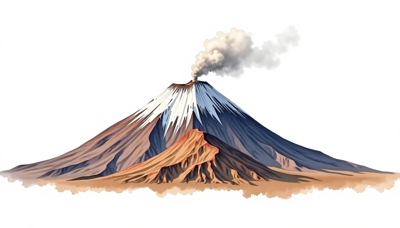 Volcan Domuyo — 4,709m — Argentina — watercolor illustration