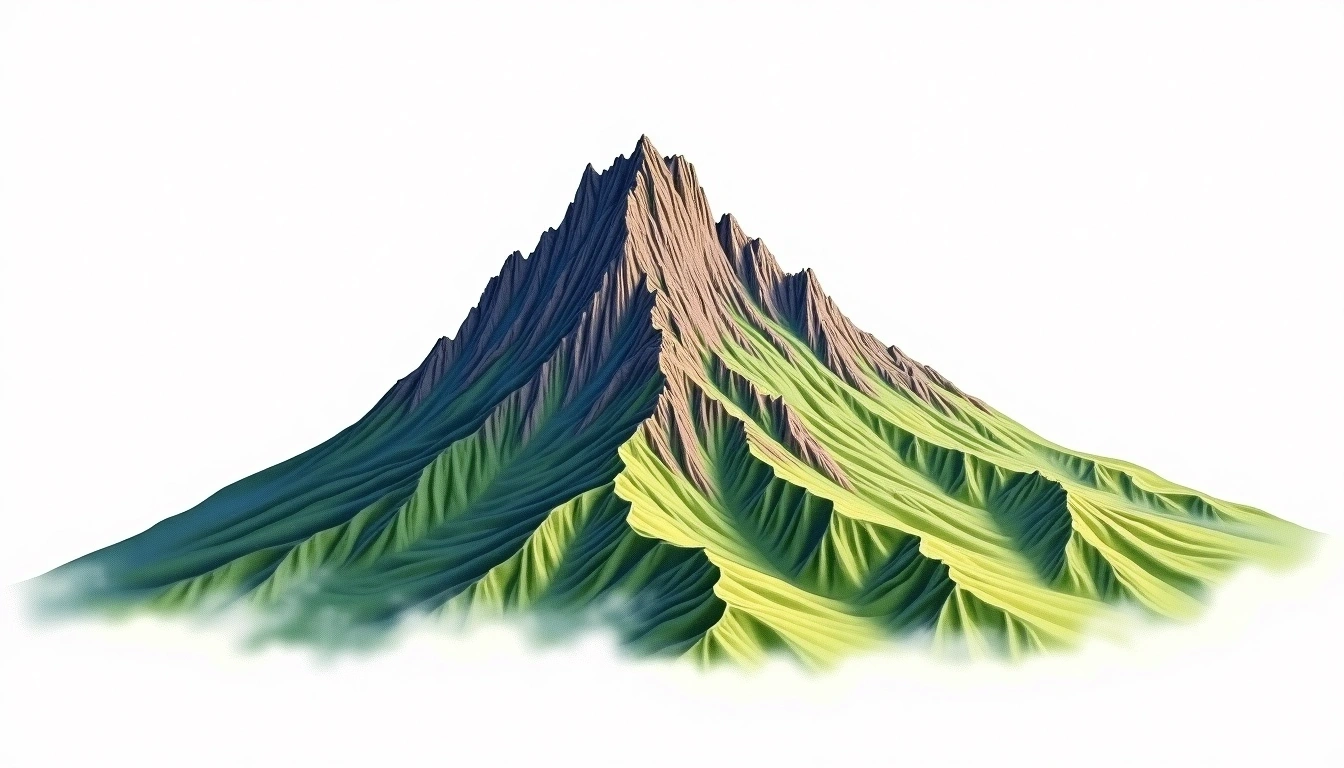 Volcan Fuego — 3,763m — Guatemala — watercolor illustration