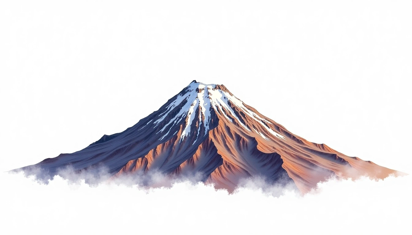 Volcan Ilinizas Norte — 5,116m — Ecuador — watercolor illustration