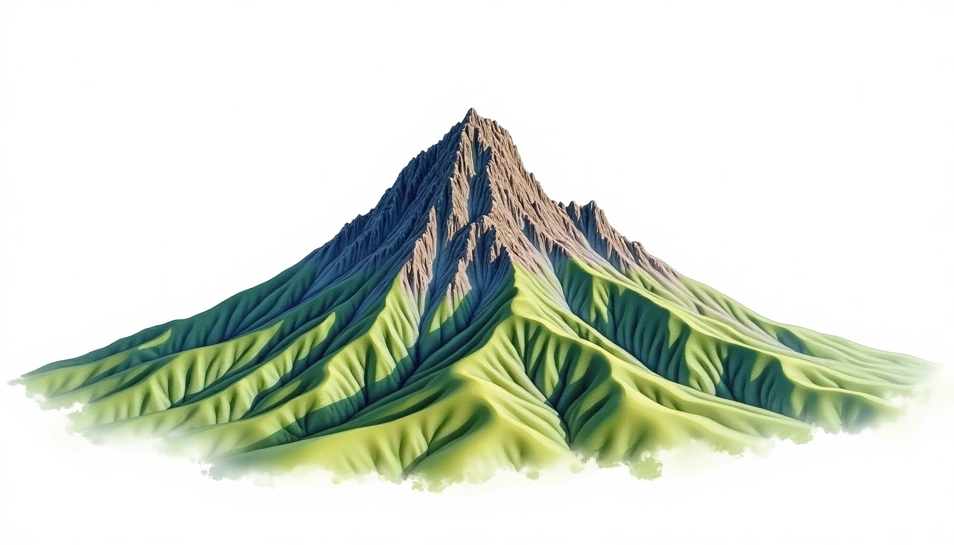 Volcan Irazu — 3,432m — Costa Rica — watercolor illustration