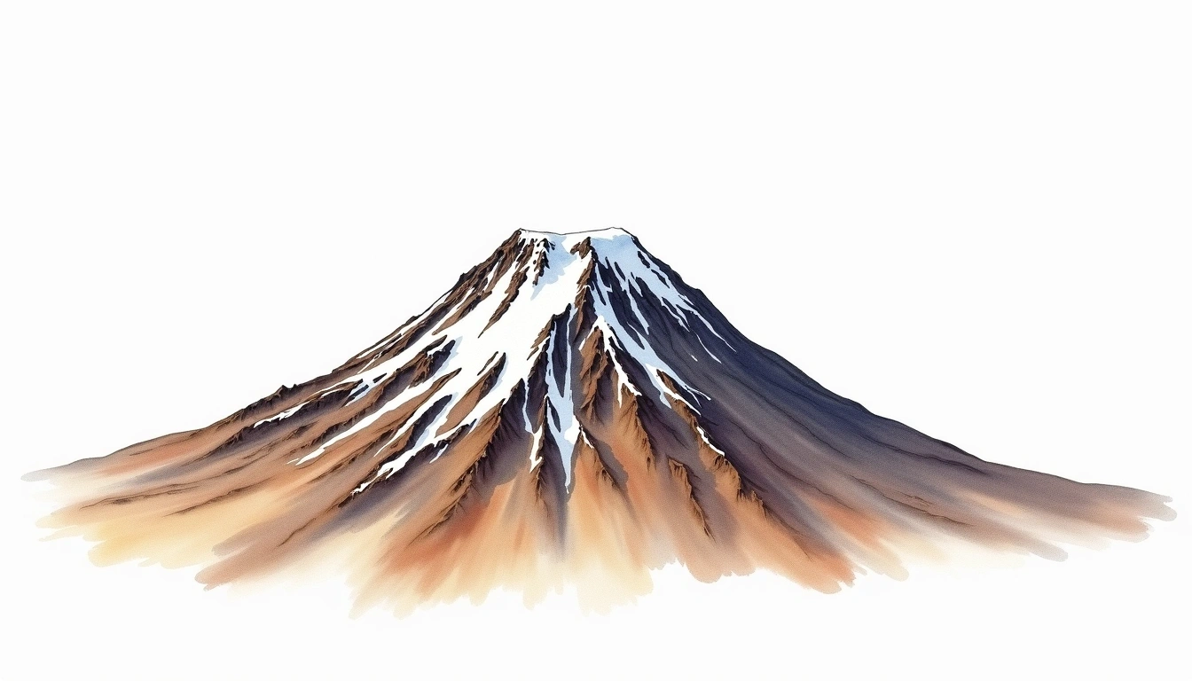 Volcan Irruputuncu — 5,163m — Chile — watercolor illustration