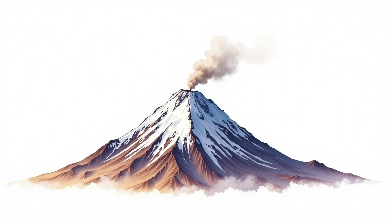 Volcan Llullaillaco — 6,739m — Chile — watercolor illustration