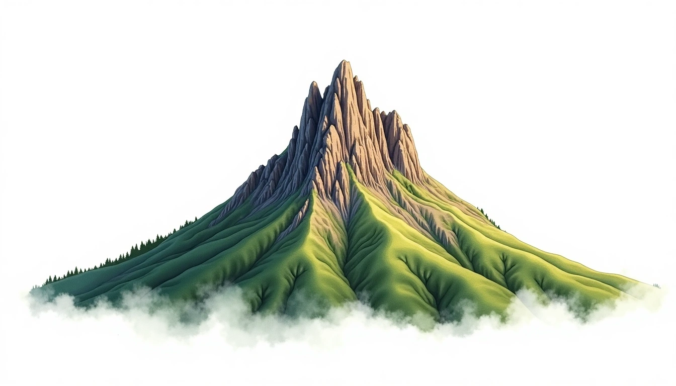 Volcan Lonquimay — 2,865m — Chile — watercolor illustration