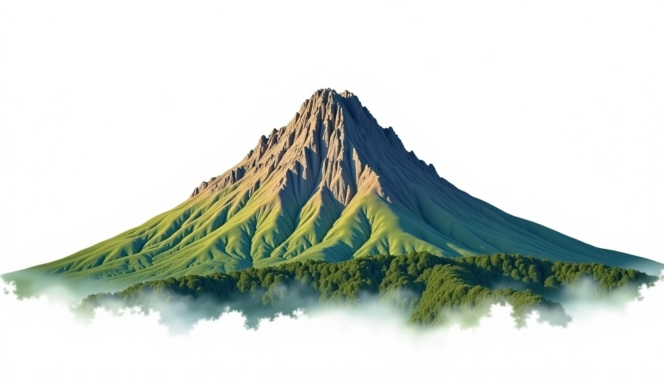 Volcan Mocho-Choshuenco — 2,422m — Chile — watercolor illustration