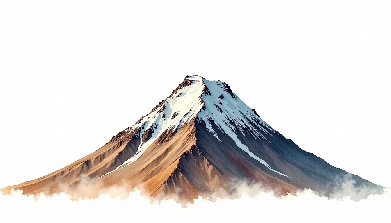 Volcan Olca — 5,863m — Chile — watercolor illustration