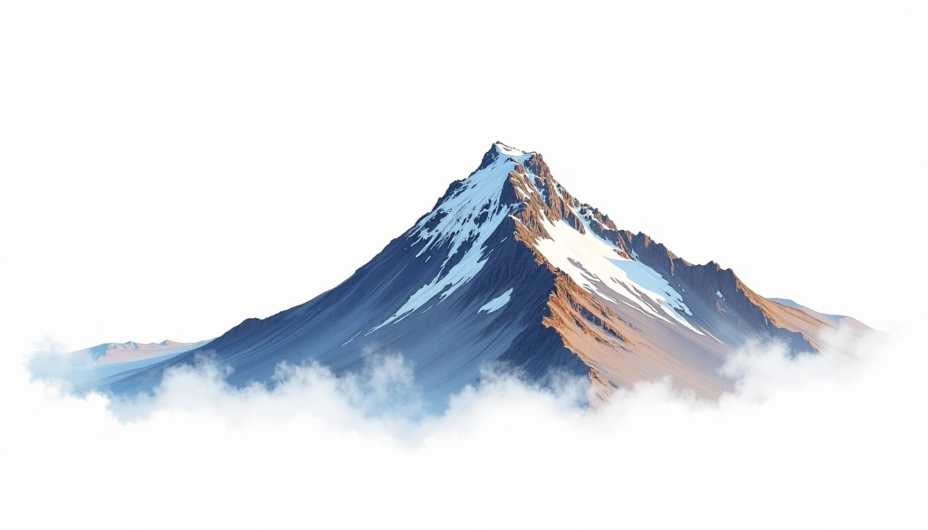 Volcan Ollague — 5,868m — Bolivia — watercolor illustration