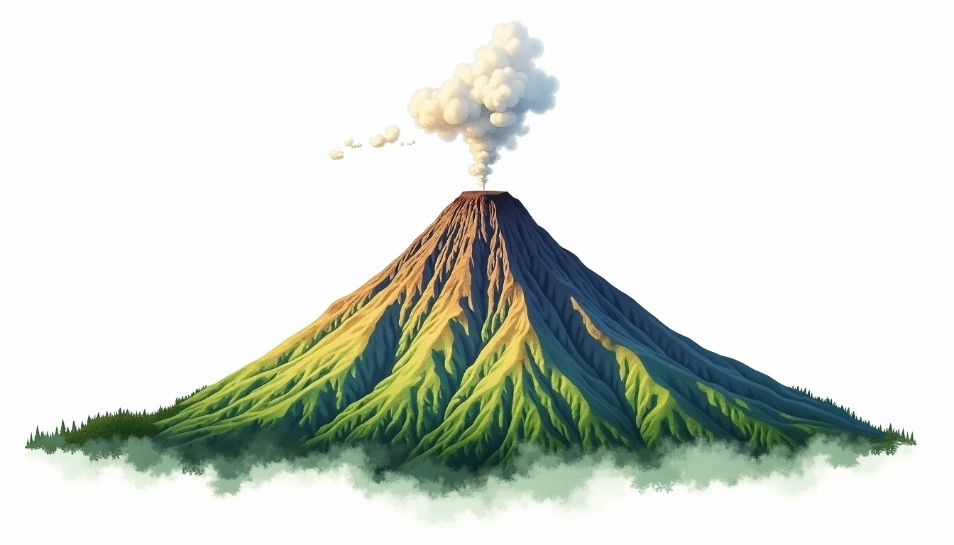 Volcan Osorno — 2,652m — Chile — watercolor illustration