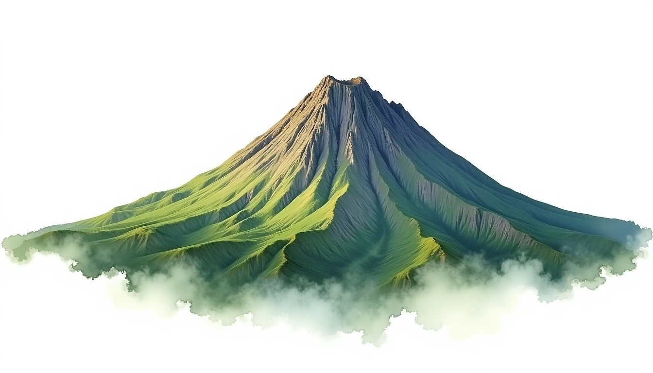 Volcan Paricutin — 2,774m — Mexico — watercolor illustration