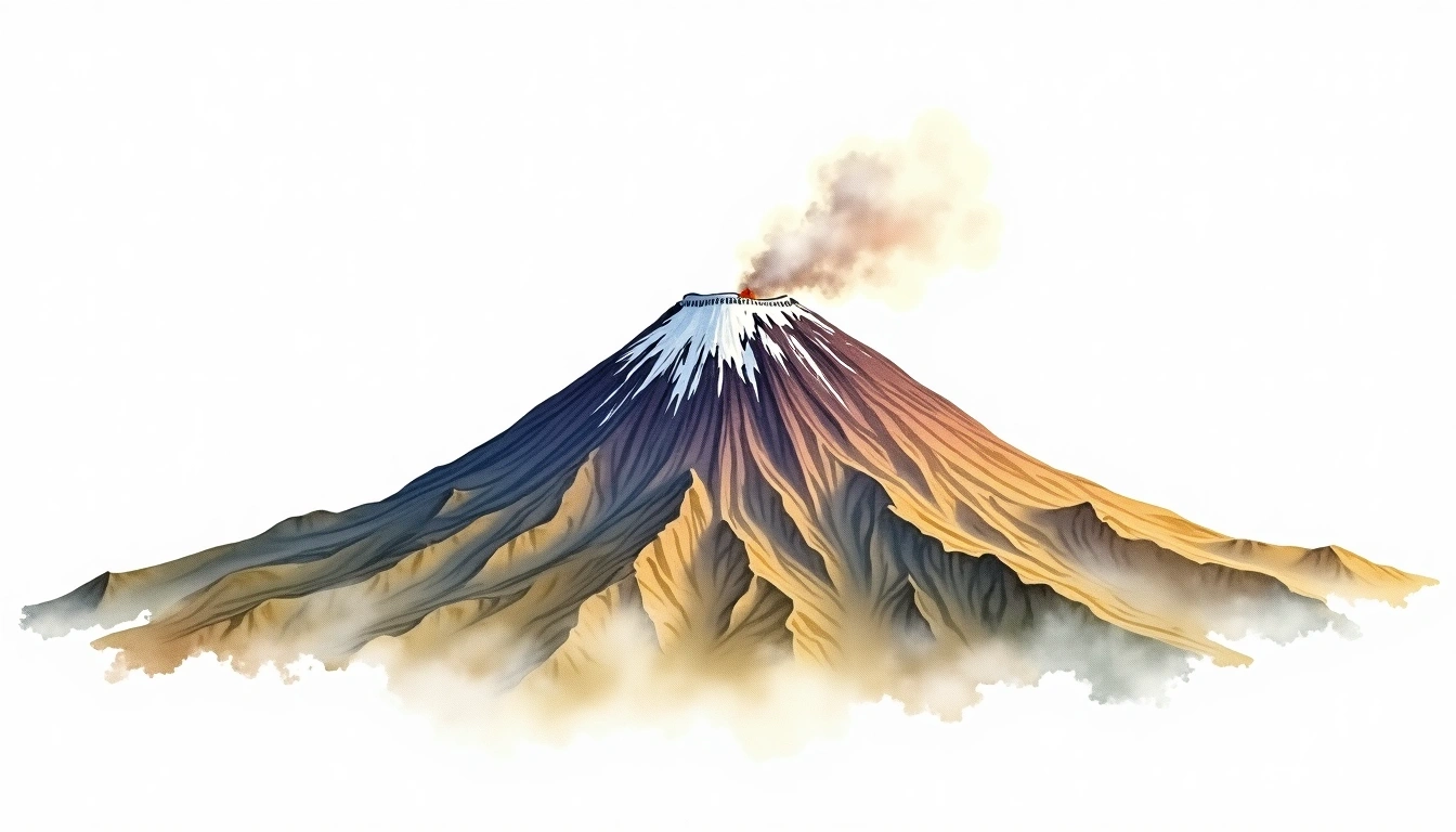 Volcan Pichincha — 4,784m — Ecuador — watercolor illustration