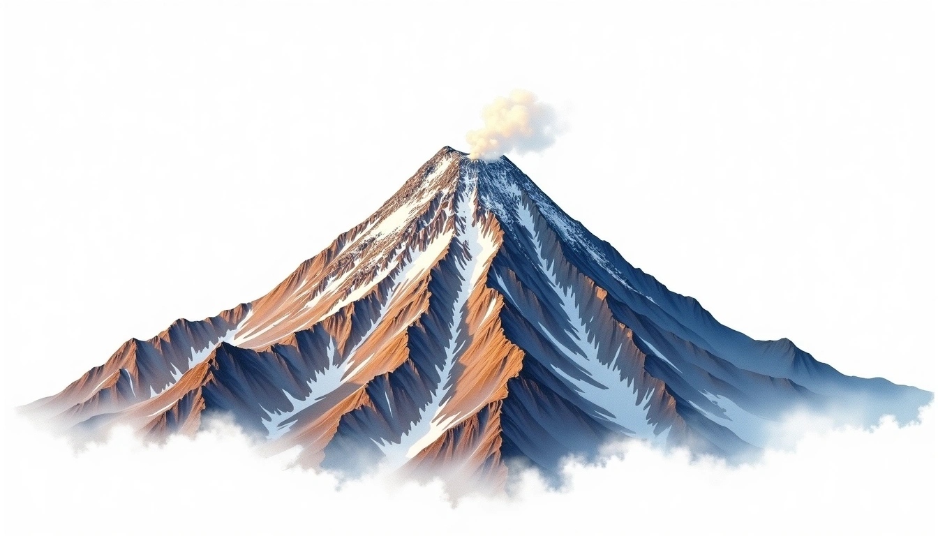 Volcan Purace — 4,646m — Colombia — watercolor illustration