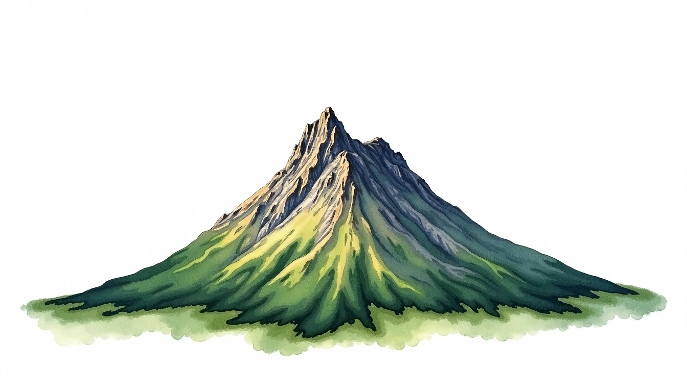 Volcan Puyehue — 2,236m — Chile — watercolor illustration