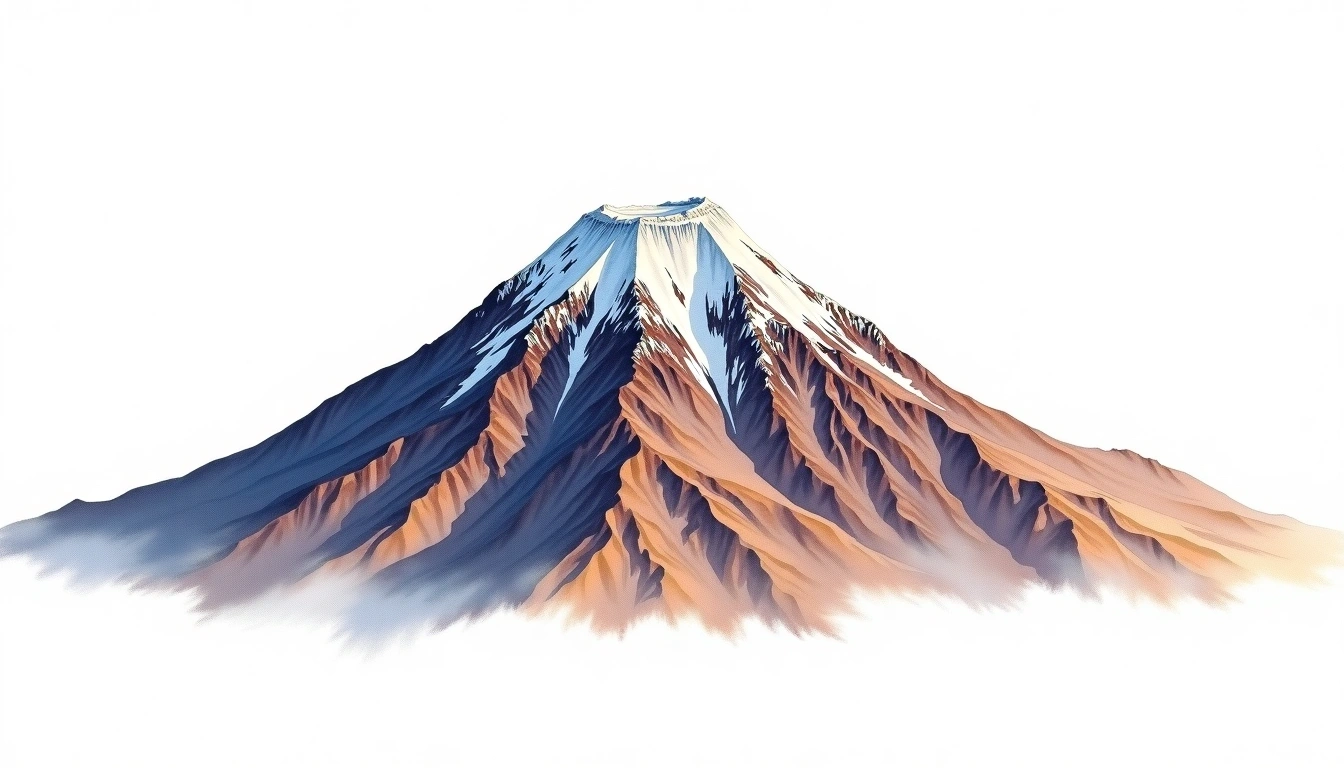 Volcan Sajama East — 5,330m — Bolivia — watercolor illustration