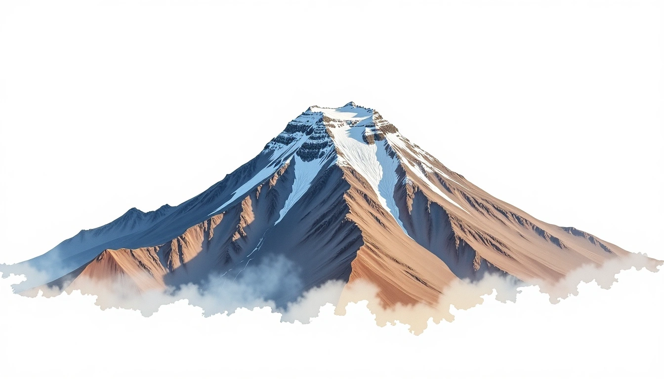 Volcan San Pedro — 6,145m — Chile — watercolor illustration
