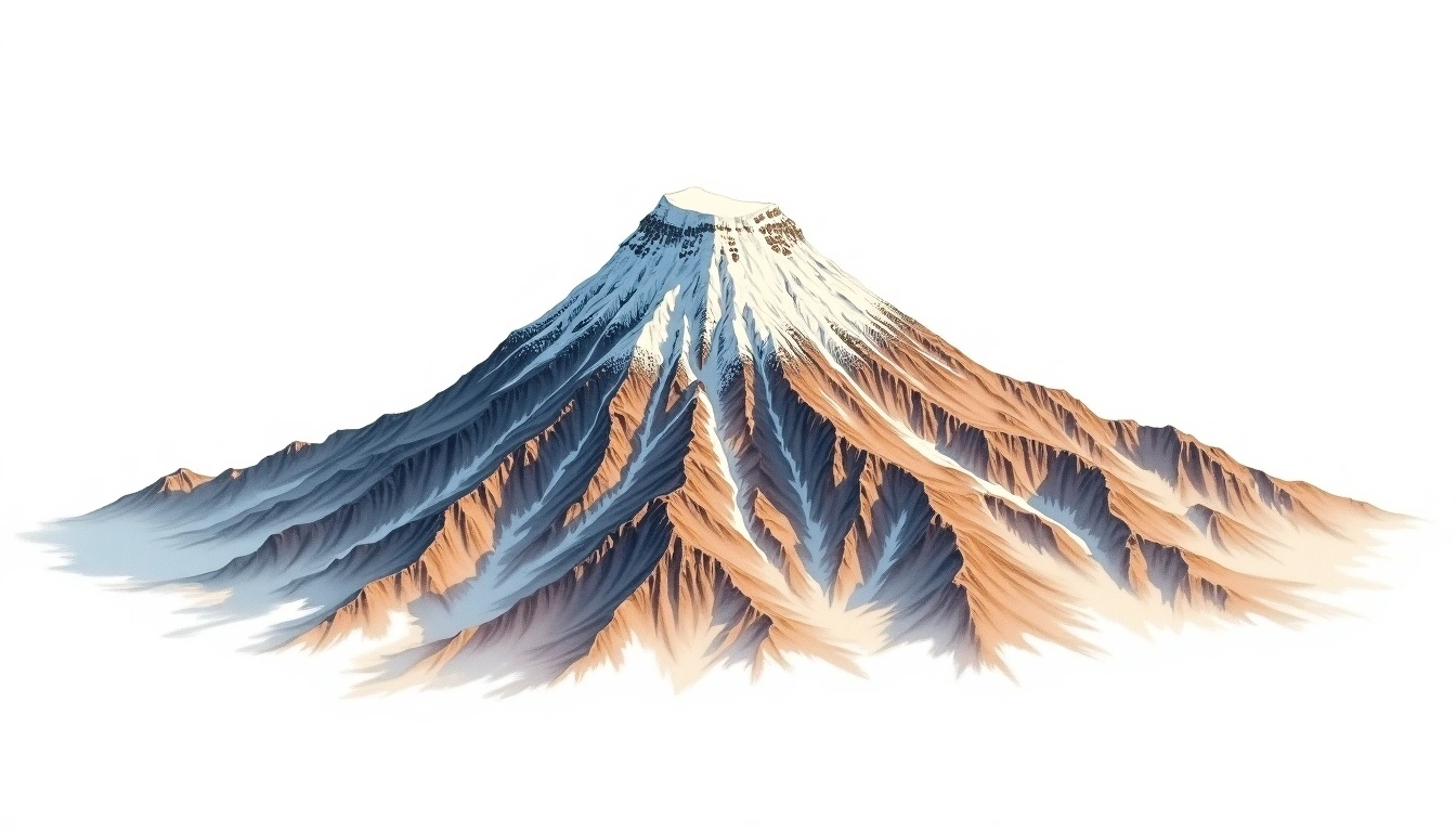 Volcan Sangay — 5,286m — Ecuador — watercolor illustration