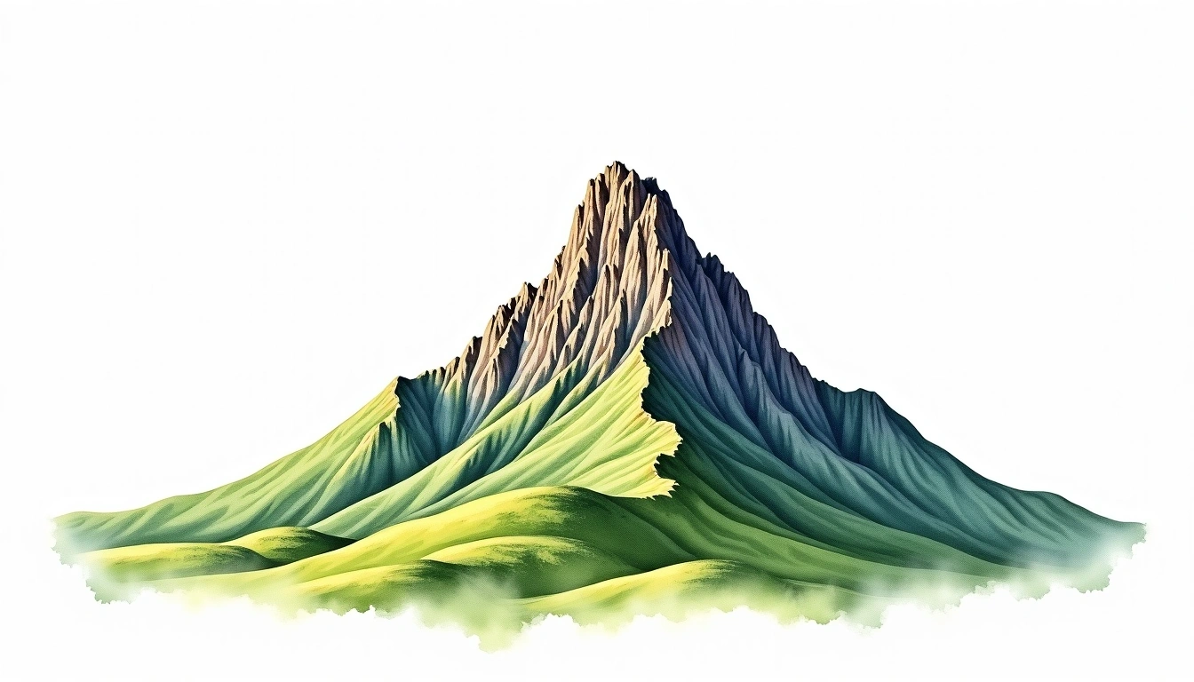 Volcan Santa Maria — 3,772m — Guatemala — watercolor illustration