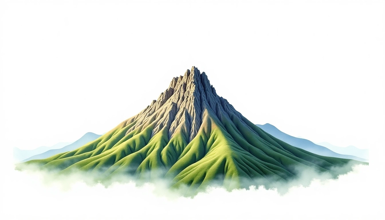 Volcan Sollipulli — 2,282m — Chile — watercolor illustration