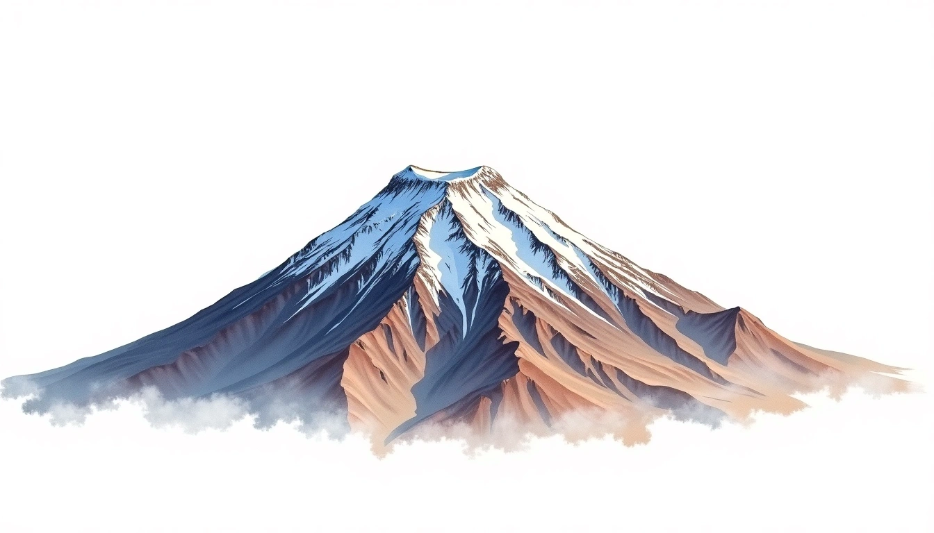 Volcan Taapaca — 5,860m — Chile — watercolor illustration