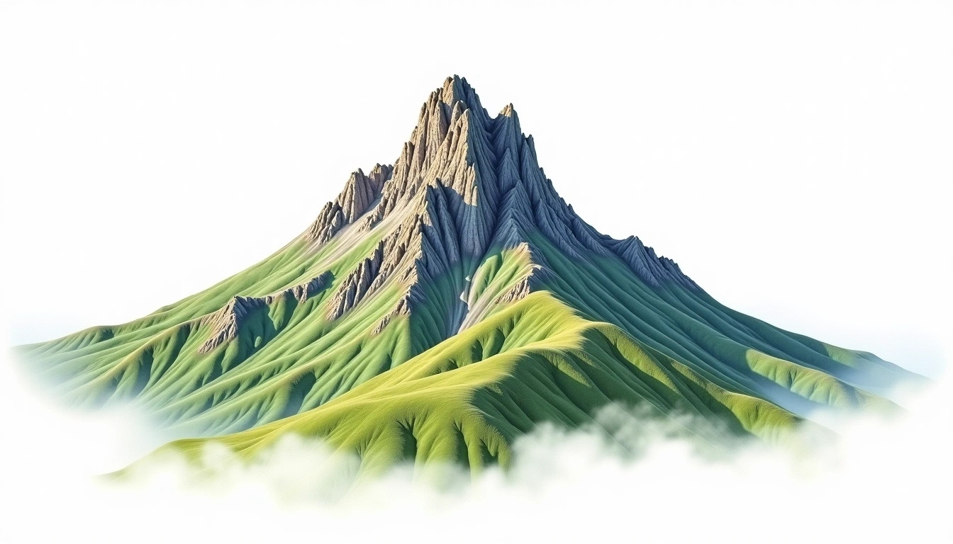 Volcan Tajumulco — 4,220m — Guatemala — watercolor illustration