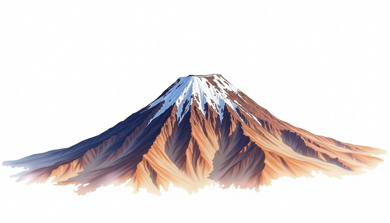 Volcan Tungurahua — 5,023m — Ecuador — watercolor illustration