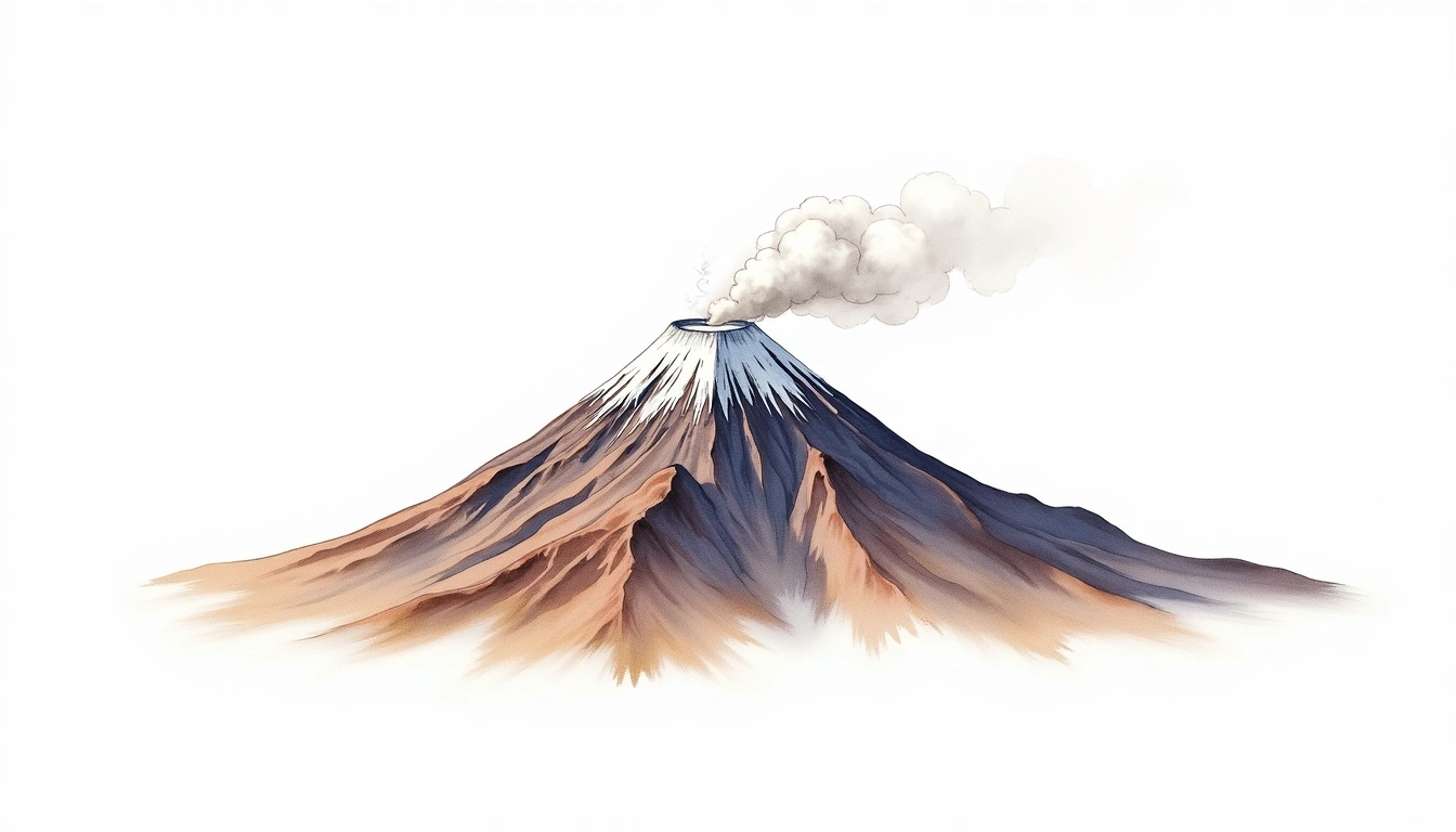 Volcan Tupungatito — 5,913m — Chile — watercolor illustration